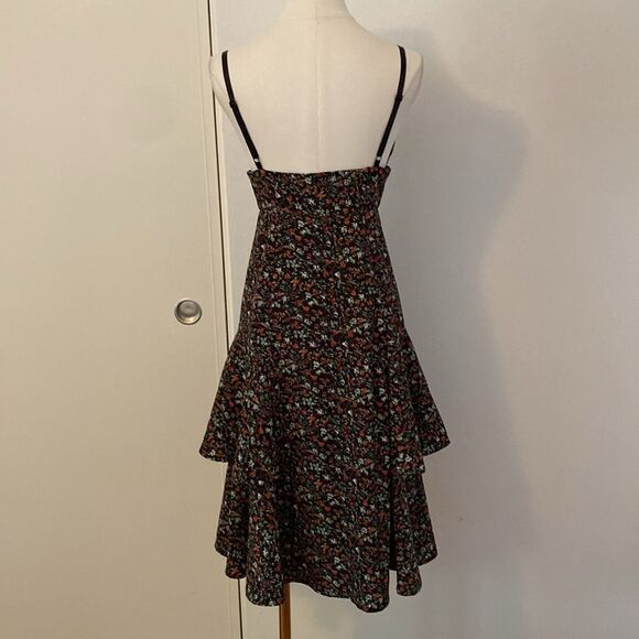Irene de Nouvelle Black Floral Layered Midi Dress Size Small - Picture 6 of 13